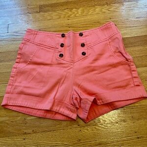 2025 SALE! Cotton shorts, coral coloured, side zip, with pockets. Size M
